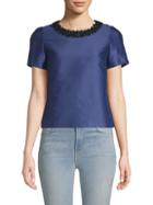 Weekend Max Mara Embroidered Neck Short-sleeve Top