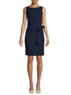 Oscar De La Renta Self-tie Wool Blend Sheath Dress