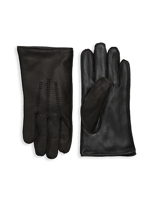 Ugg Wrangle Leather Faux Fur-lined Touchscreen Gloves