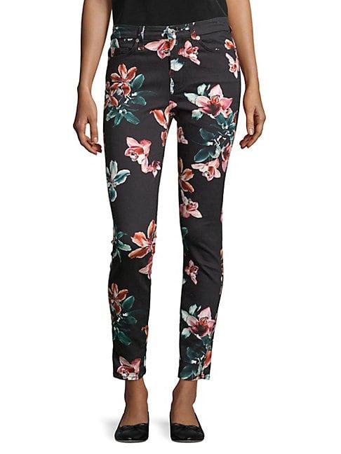 7 For All Mankind Floral Ankle Cropped Skinny Jeans