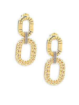 Saks Fifth Avenue 14k Yellow Gold Double Oval Dangle Earrings