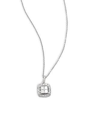 Effy Diamond & 14k White Gold Square Pendant Necklace