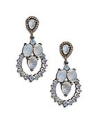 Bavna Diamond & Moonstone Drop Earrings