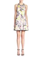 Milly Surrealist Printed Fil Coupe Cutout Dress