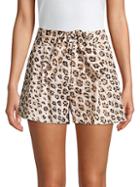 Joie Carden Leopard Linen Tie-front Shorts