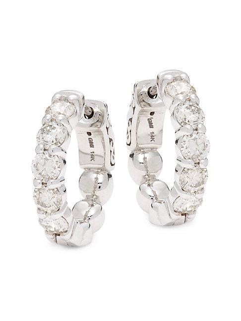 Saks Fifth Avenue 14k White Gold & White Diamond Earrings