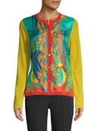 Versace Collection Graphic Wool & Silk-blend Cardigan