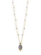 Freida Rothman Contemporary Deco Cubic Zirconia And Sterling Silver Oval Pave Pendant Necklace