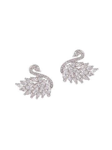 Eye Candy La Luxe Silvertone & Crystal Swan Earrings
