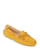 Tod's Tie Front Leather Driving Loafers
