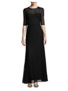 Vera Wang Short-sleeve Lace Gown