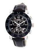 Versus Versace Boxed Chronograph Stainless Steel Leather Strap Watch