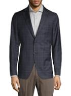 Saks Fifth Avenue Made In Italy Windowpane Check Wool Blend Sport Jacket