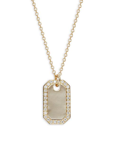 Saks Fifth Avenue 14k Yellow Gold & Diamond Dog Tag Necklace