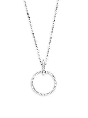Adriana Orsini Eva Crystal And Sterling Silver Circle Drop Pendant Necklace