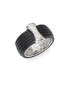 Alor Cable 18k White Gold & Sterling Silver Diamond Band Ring