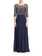 Theia Sequined Lace & Chiffon Gown