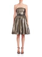 Milly Metallic Jacquard Strapless Dress