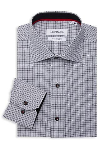 Levinas Tailored-fit Grid-print Dress Shirt