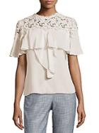 Rebecca Taylor Embroidered Lace Top
