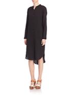 Eileen Fisher Solid Cotton Mandarin Collar Dress