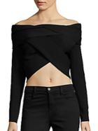 Kendall + Kylie Compact Off-the-shoulder Cropped Top