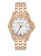 Saks Fifth Avenue Stainless Steel & Deco Crystal Bezel Watch/rose Gold