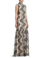 Theia Mockneck Lace Trumpet Gown