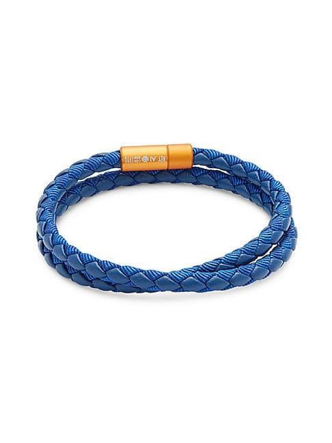 Tateossian Double Wrap Braided Leather Bracelet