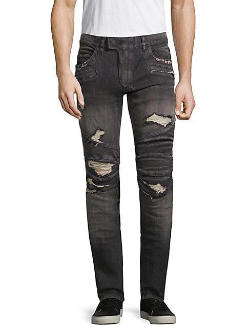 Balmain Distressed Texture Jeans