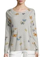 Joie Eloisa Butterfly-print Cashmere Sweater