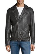 Scotch & Soda Leather Full-zip Biker Jacket