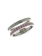 Adornia Fine Jewelry Black Silver Diamond & Ruby Double-band Ring