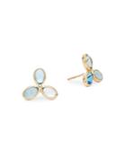 Saks Fifth Avenue Made In Italy Blue Topaz 14k Yellow Gold Floral Stud Earrings