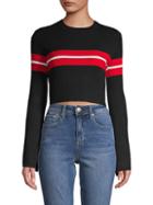Renvy Open Bell-sleeve Cropped Sweater