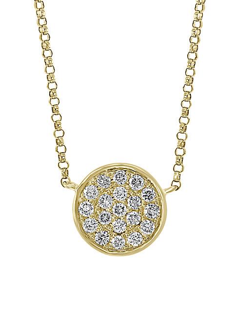 Effy 14k Yellow Gold & Diamond Disc Pendant Necklace