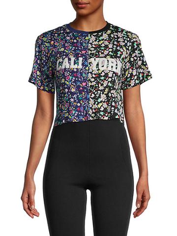 Cynthia Rowley Embroidered Cropped T-shirt