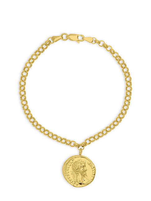 Saks Fifth Avenue 14k Yellow Gold Fancy Coin Medallion Bracelet