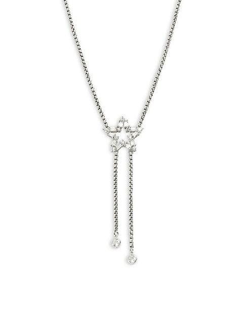 Cz By Kenneth Jay Lane Bolo Star Crystal Pendant Necklace