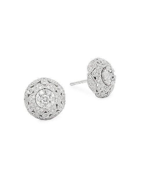 Effy 14k White Gold Diamond Circle Stud Earrings