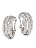 Judith Ripka Sterling Silver & Cubic Zirconia Clip-on Huggie Earrings