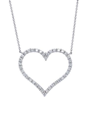Diana M Jewels 14k White Gold & 1.00 Tcw Diamond Heart Pendant Necklace