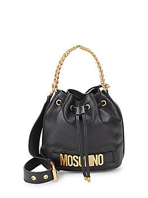 Moschino Chain Leather Bucket Bag