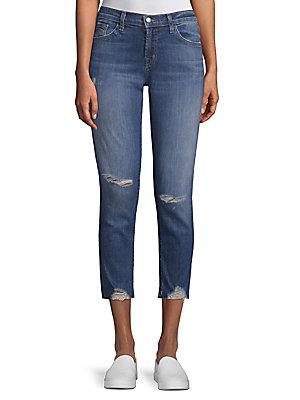J Brand Stretch Distressed Cropped Jeans