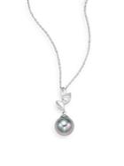 Majorica 10mm Grey Round Pearl & Sterling Silver Necklace