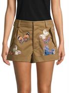 Valentino Embroidered Butterfly Cotton Shorts
