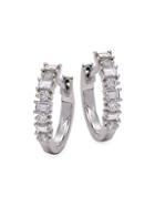 Saks Fifth Avenue 14k White Gold & White Diamond Huggie Earrings