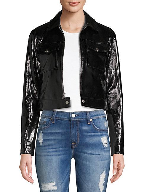 L'agence Patent Leather Cropped Jacket