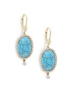 Meira T Oval Turquoise & Diamond Drop Earrings
