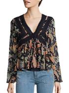 Romeo & Juliet Couture Paisley Print Flared Top